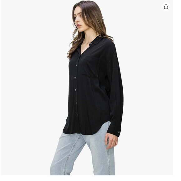 NWT Cali1850 XS/S (also fits M) Long Sleeve Relaxed Button Down shirt - Picture 2 of 10